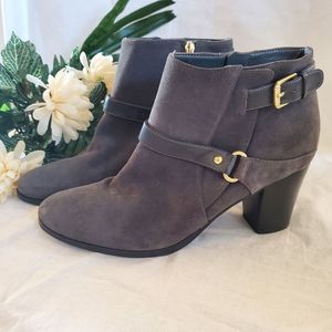 Marc Fisher Grey Suede Leather Zip Ankle Booties Size 10 Women's Ladies